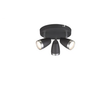 Plafonnier à spots rond Globo Nero LED Anthracite, 3 lumières