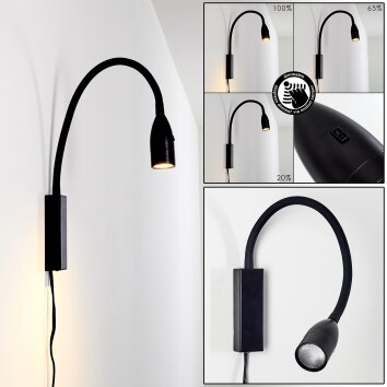 Lampe de chevet Alsea LED Noir, 1 lumière, Détecteur de mouvement