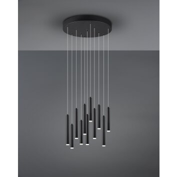 Suspension Trio Tubular LED Noir, 11 lumières