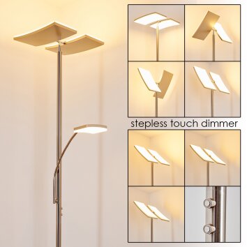 Lampadaire à vasque Thyolo LED Acier brossé, 2 lumières