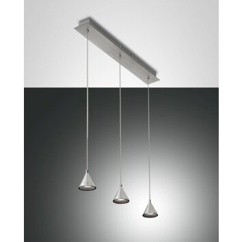 Suspension Fabas Luce Delta LED Aluminium, 3 lumières