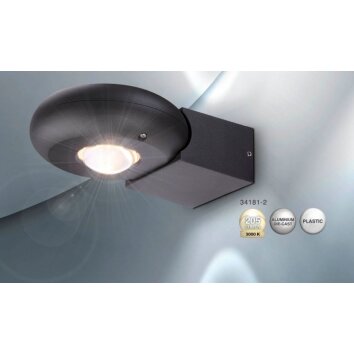 Lampe d'extérieur Globo RINAH LED Gris, 2 lumières