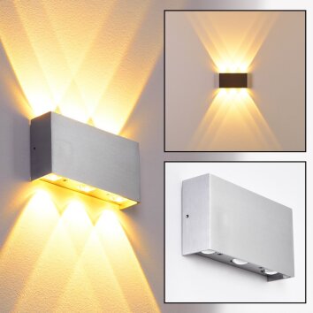 Applique murale Lente LED Aluminium, 6 lumières