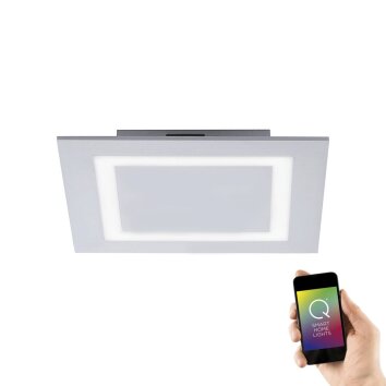 Plafonnier Paul Neuhaus Q-MIRAN LED Aluminium, 1 lumière, Télécommandes, Changeur de couleurs