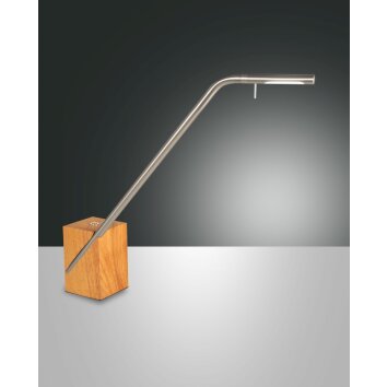 Lampe à poser Fabas Luce Viktor LED Bois clair, Nickel mat, 1 lumière