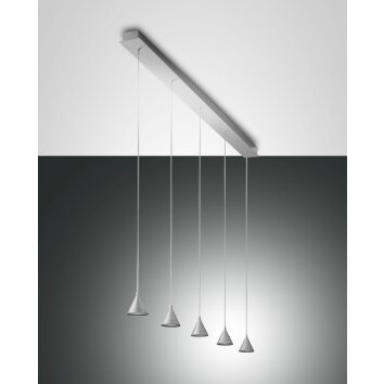 Suspension Fabas Luce Delta LED Aluminium, 5 lumières