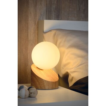 Lampe de table Lucide LEN Bois foncé, 1 lumière