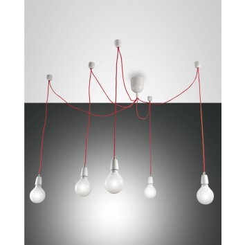 Suspension Fabas Luce Blog Rouge, Blanc, 5 lumières