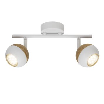 Plafonnier Brilliant Scan LED Bois clair, Blanc, 2 lumières