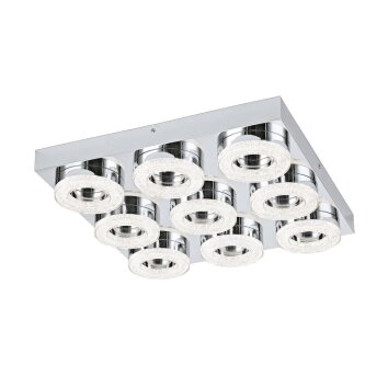 Plafonnier Eglo FRADELO LED Chrome, Aspect cristal, 9 lumières