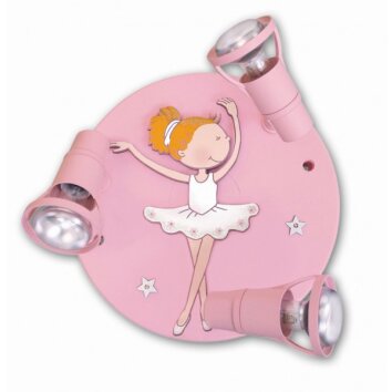 Plafonnier rond Waldi Ballerina Rose, 3 lumières