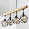 Suspension Bacabal Bois clair, Noir, 4 lumières