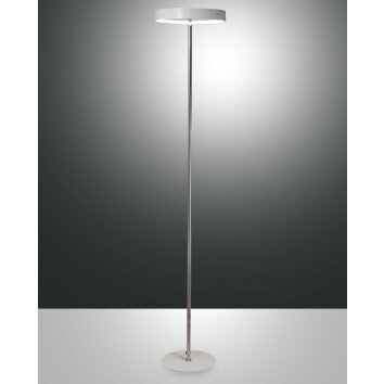 Lampadaire Fabas Luce Double LED Chrome, Blanc, 1 lumière