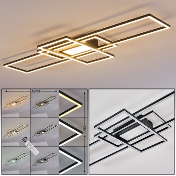 Plafonnier Alsterbro LED Noir, 1 lumière, Télécommandes