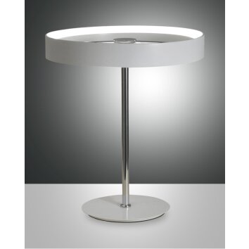 Lampe à poser Fabas Luce Double LED Chrome, Blanc, 1 lumière