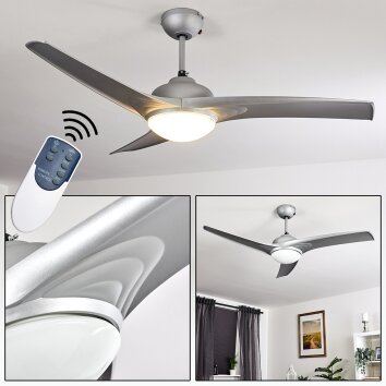 Ventilateur de plafond Sanford Argenté, 1 lumière, Télécommandes