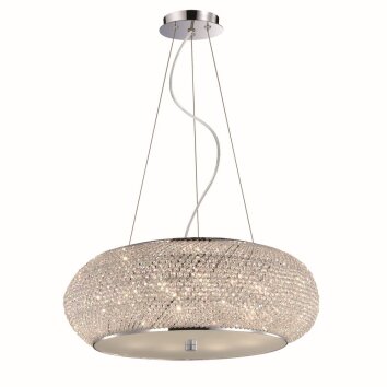 Suspension Ideal Lux PASHA Chrome, Aspect cristal, 10 lumières