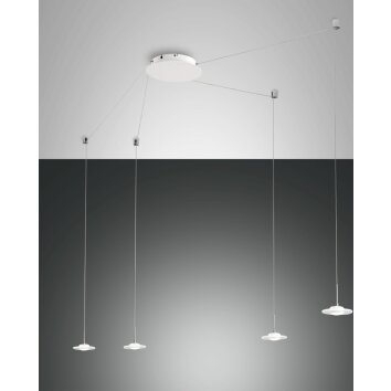 Suspension Fabas Luce Susanna LED Blanc, 4 lumières