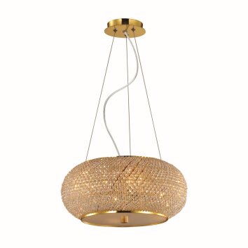 Suspension Ideal Lux PASHA Or, Aspect cristal, 6 lumières