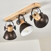 Plafonnier Orny Anthracite, Bois clair, 3 lumières