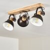 Plafonnier Orny Anthracite, Bois clair, 3 lumières