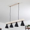 Suspension Berkeley Bois clair, Noir, 4 lumières