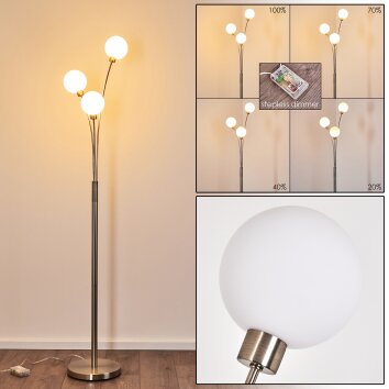 Lampadaire Bernado Nickel mat, 3 lumières