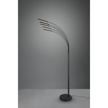 Lampadaire Reality Reed LED Noir, 5 lumières