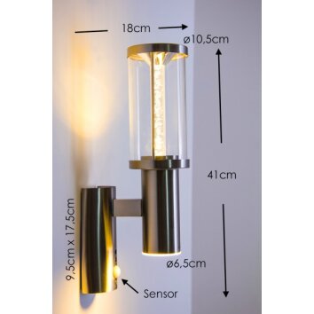 Applique extérieure Popoyan LED Acier inoxydable, 2 lumières, Détecteur de mouvement