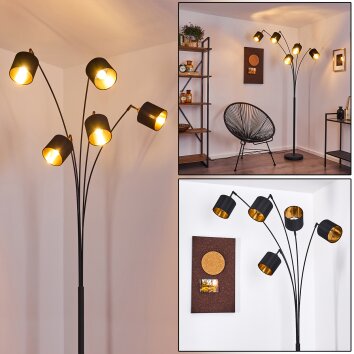 Lampadaire Alsen Noir, 5 lumières