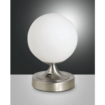 Lampe à poser Fabas Luce Perla Nickel brillant, 1 lumière