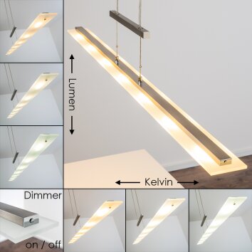 Suspension Ramsele LED Chrome, Nickel mat, 7 lumières